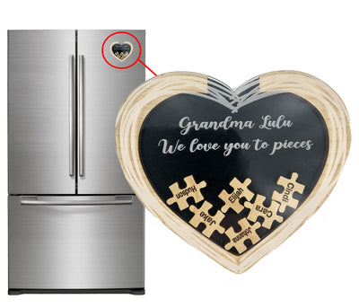 Gift for Mom or Grandma Gifs We Love You to Pieces MAGNET Personalized Heart Puzzle Gift for Grandma Grandpa with Grandchildren's Names