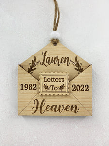 5 PACK Letters to Heaven Memorial Holiday Ornament | Envelope Holds Letters | Remembering Loved One Personalized Gift by Weathered Raindrop