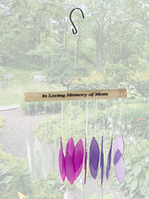 Memorial Stained Glass Wind Chime Sun Catcher Combo "In Loving Memory of Mom" Purple Sympathy Gift by Weathered Raindrop