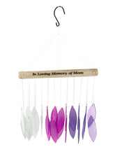 Memorial Stained Glass Wind Chime Sun Catcher Combo "In Loving Memory of Mom" Purple Sympathy Gift by Weathered Raindrop