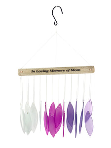 Memorial Stained Glass Wind Chime Sun Catcher Combo "In Loving Memory of Mom" Purple Sympathy Gift by Weathered Raindrop