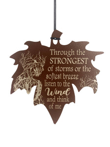 Sympathy "Listen to the Wind" Memorial Leaf Wind Chime Gift in Memory Deep Tone and Personalized by Weathered Raindrop