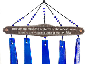 SALE: Memorial Gift in Aqua or Cobalt "Through the Storm" Acrylic Custom Wind Chime Sun Catcher Combo Sympathy Gift by Weathered Raindrop