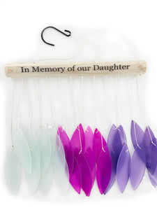 SALE: In Memory of Our Daughter Stained Glass Custom Wind Chime Sun Catcher Combo Purple Sympathy Gift by Weathered Raindrop