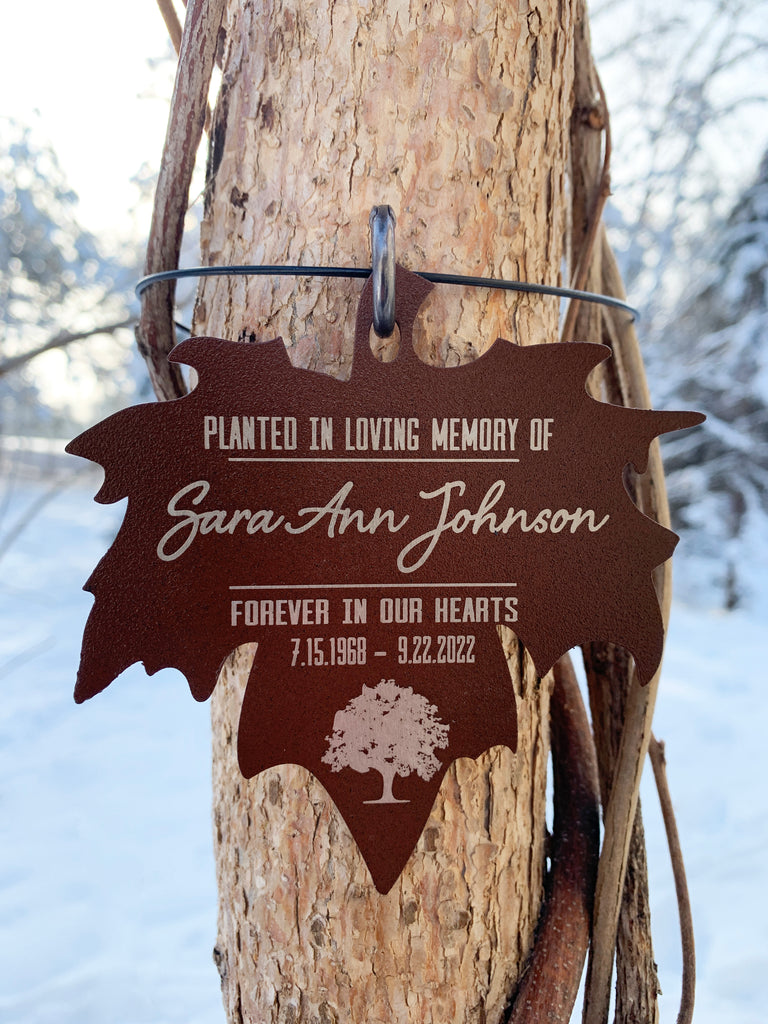 Memorial Tree Dedication Plaque, Personalized Tree Marker Sign, Maple ...