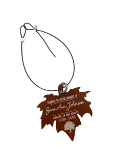 Memorial Tree Dedication Plaque, Personalized Tree Marker Sign, Maple Leaf 3 inch Metal Adjustable Custom Tree Tag in Memory of a Loved One